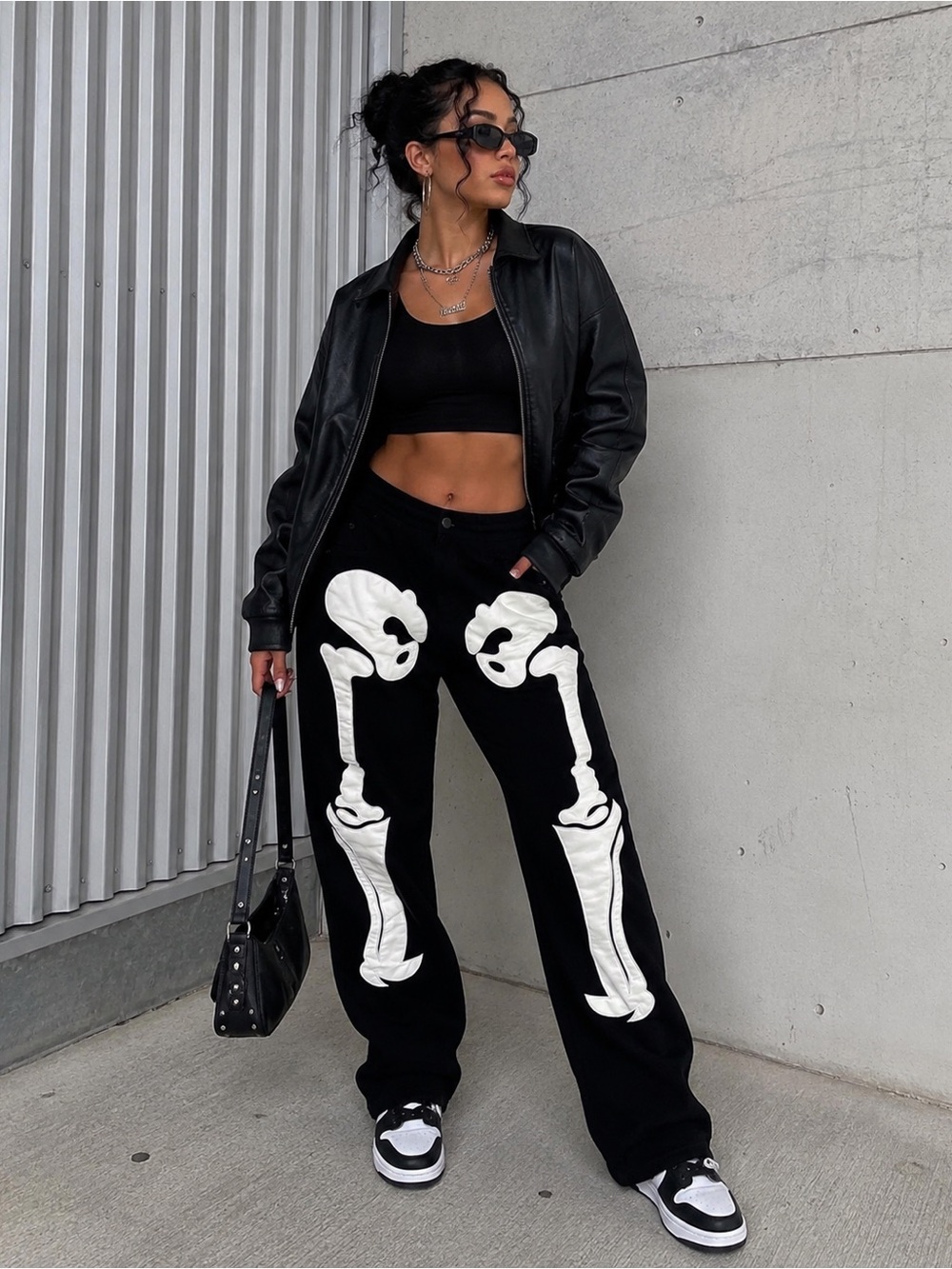 Skeleton Bone Black Jeans Streetwear Goth Unisex Worn Once